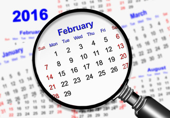 Magnifying Glass calendar 2016 - Febuary
