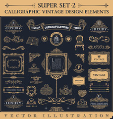 Calligraphic vintage elements. Vector baroque set. Design icons