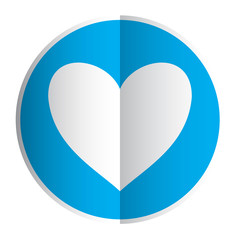 Heart icon. On a blue background.