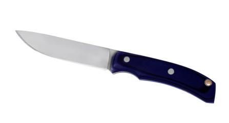 isolated knife with blue handle