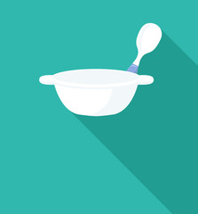 baby bowl flat icon with long shadow