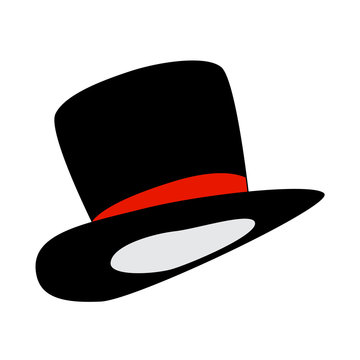 magic hat, gentleman hat cylinder with ribbon icon, symbol, design. vector illustration isolated on white background.