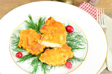 Breaded Chicken Fillet with Herbs and Cranberries.