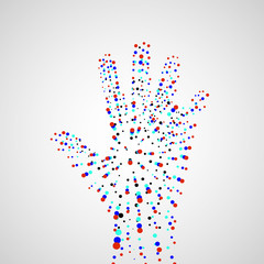 Abstract  hand with colorful dots. Vector illustration. Eps 10