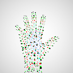 Abstract  hand with colorful dots. Vector illustration. Eps 10