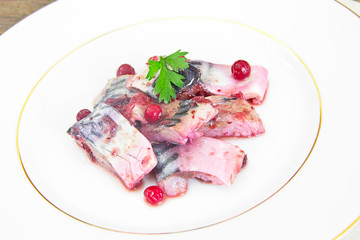 Salt Marinated Mackerel with Cranberries and Spices