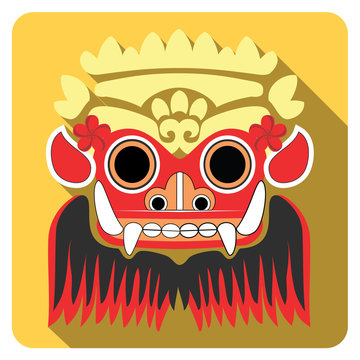 Barong, Bali. Flat icons. Traditional mythological god. 