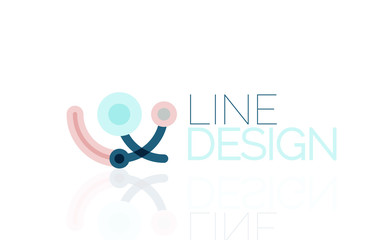 Vector swirl and circles outline minimal abstract geometric logo