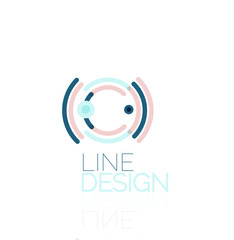 Vector swirl and circles outline minimal abstract geometric logo