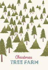 Obraz premium Christmas tree farm vector illustration.