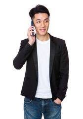 Young Businessman talk to mobile phone