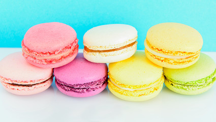 Fototapeta na wymiar Sweet and Colourful French Macaroons