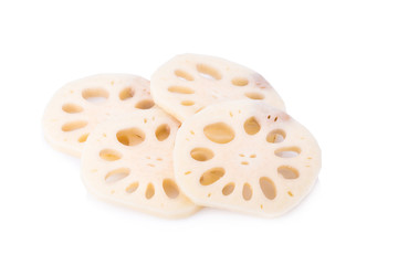 Lotus root on white background