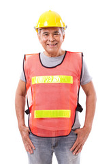 happy, smiling senior construction worker or engineer