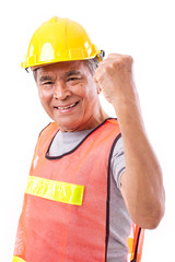 successful and tough senior construction worker or engineer