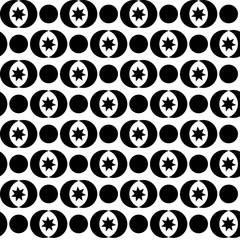 Seamless black and white decorative vector background with abstract figures