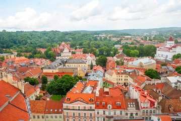 Fototapeta na wymiar View over rooftops of Vilnius, capital of Lithuania