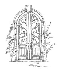 Hand made sketch of old street.