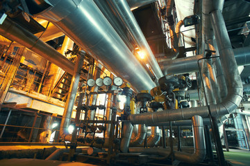 Industrial zone, Steel pipelines, valves and gauges