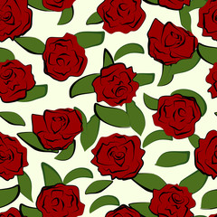 Seamless pattern with red roses.