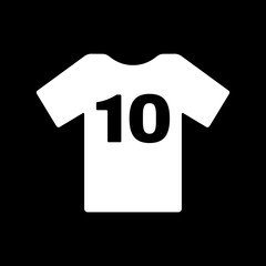 The sports t-shirt with the number 10 icon. Shirt and player symbol. Flat