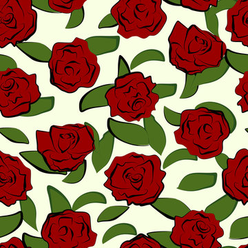 Seamless pattern with red roses.