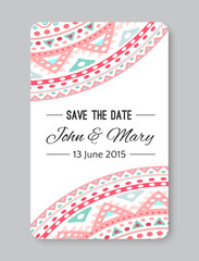 Perfect wedding template with doodles tribal theme