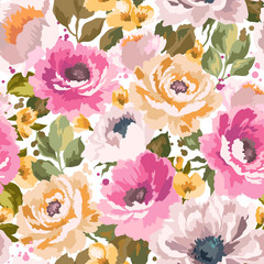 Vector pattern with flowers and plants. Fashion floral illustration.Seamless pattern. © Juliett Illustration