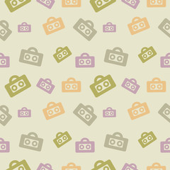 Seamless vector pattern, light pastel colorful chaotic background with music recorder