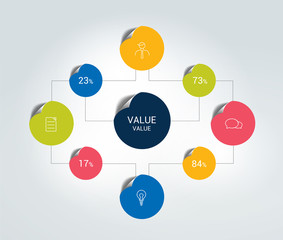 Infographics flow chart. Colored shadows scheme.