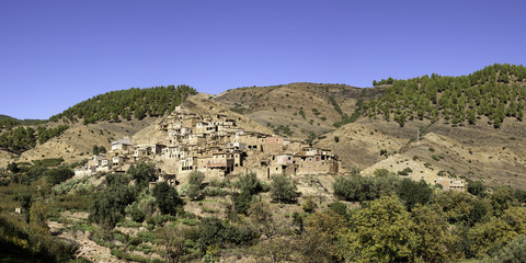 Fototapeta na wymiar Berber village at Atlas Mountains, Morocco