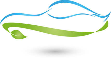 Auto und Pflanze, Blätter, Logo, Ökologisch