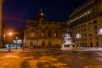 Nelson Monument and Town Hall by night