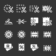 coupon and discount icon set, vector eps10