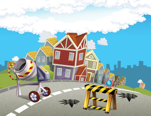Obraz na płótnie Canvas Cartoon construction site - illustration for the children