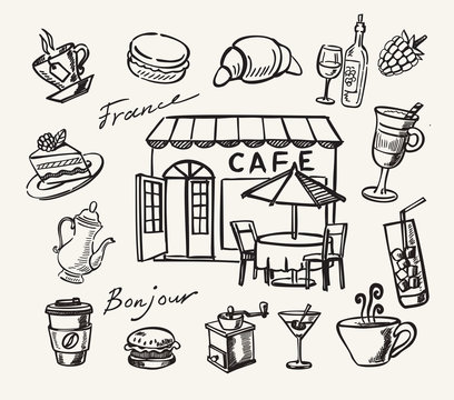 Vector hand drawn of cafe