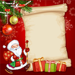 Christmas card with Santa Claus