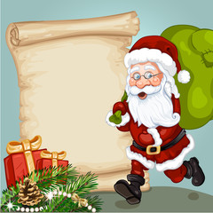 Christmas card with Santa Claus