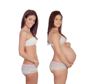 Body Woman Before And After Of The Pregnancy