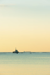 Boat in the sea and sunset view, Thailand
