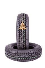 Winter tires isolated on white background