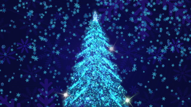 Christmas Tree And Snow Background (Loop)