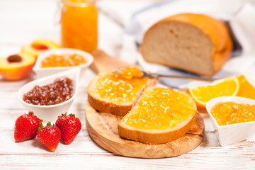 Slices of bread with jam