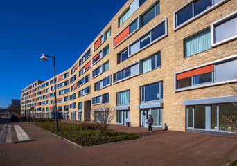 Facade of new contemporary apartment flats