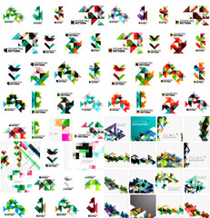 Fototapeta premium Huge mega collection of abstract geometric paper graphic layouts. Universal backgrounds, presentation templates or web covers