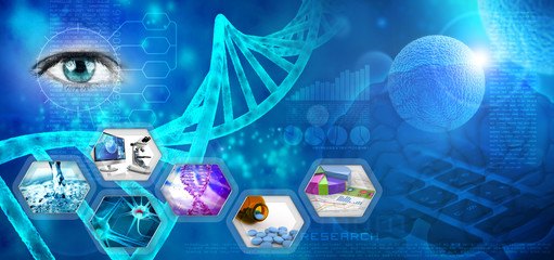 medical and pharmaceutical research abstract blue backdrop