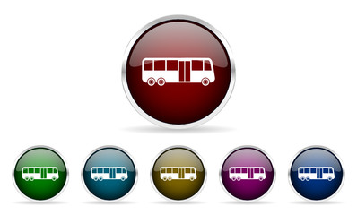 bus vector icon set