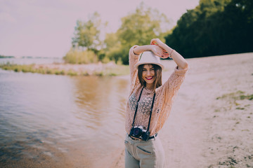 Beautiful Retro Girl With Camera