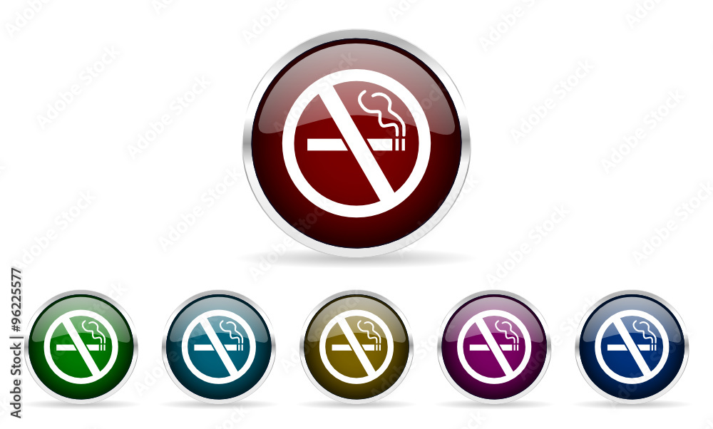 Poster no smoking vector glossy web icon set