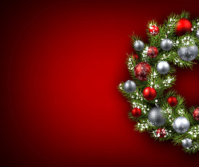 Background with Christmas wreath.